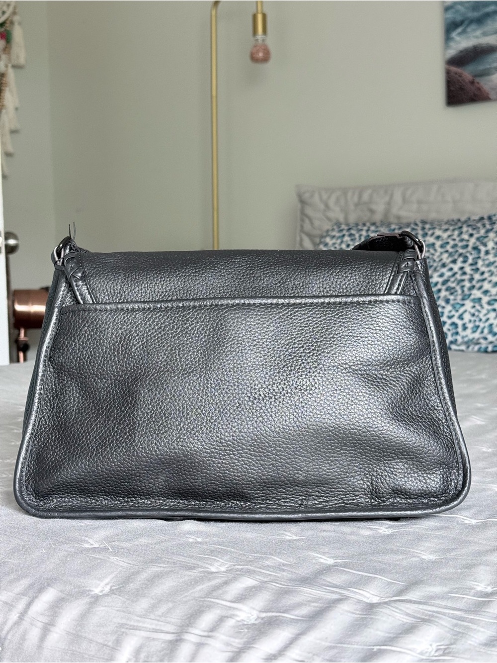 Aimee Kestenberg All For Love Black Pebbled Leather Shoulder Bag Whip Stitch - Picture 8 of 10